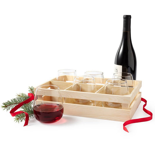 Stemless Glasses With Crate Set of 6