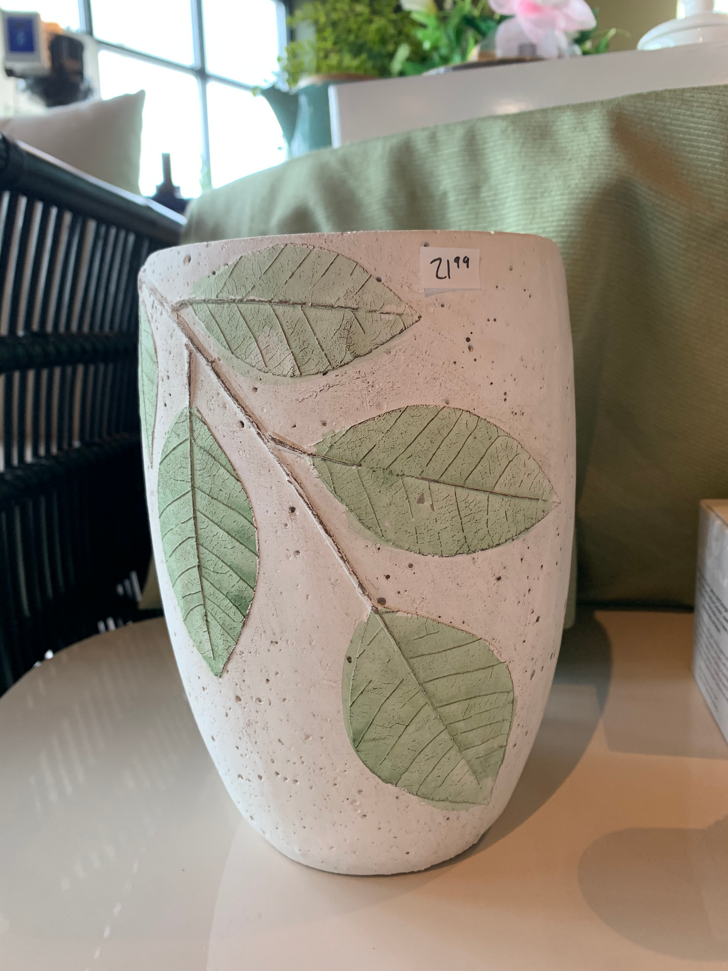 Tall Green Leaf Vase