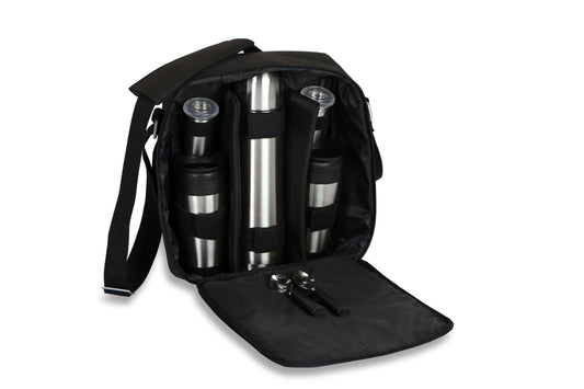 Coffee Travel Set with Stainless Steel Thermos & 2 Mugs